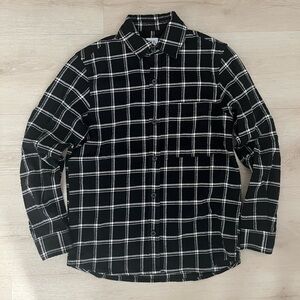 Zara Men's Black and White Checkered Overshirt